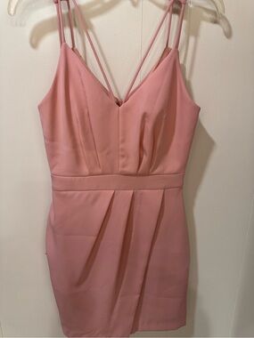 Adelyn Rae Blush Pink Double-Strap V-Neck Mini Dress